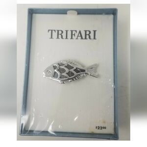 Trifari Silvertone Fish Brooch - NIB